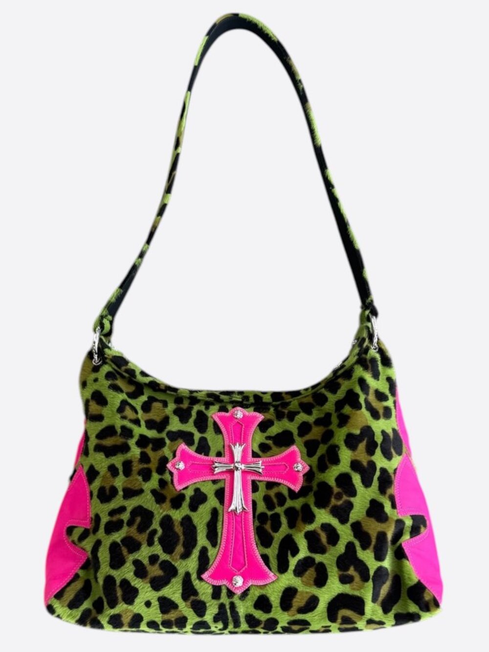 Chrome Hearts Leopard & Pink Cross Patch Lyon Bag